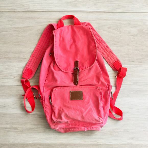 Vtg Victoria’s Secret PINK drawstring backpack Neon Pink Y2K Canvas 90's VS - Picture 1 of 10